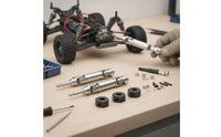 4 Pieces Drive Shafts with Heavy Reinforced Drive Shafts Stainless Steel Look Hardware for RC Hobbyists