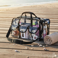 Waterproof Clear PVC Makeup Bag Easy to Clean Clear Makeup Bag Multifunctional Transparent Cosmetic Organizer Long-Lasting for Travelers, Beach, Travel, Gym
