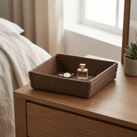 Woven Tray Organized Catchall Tray Textured Shallow for Tabletop, Vanity