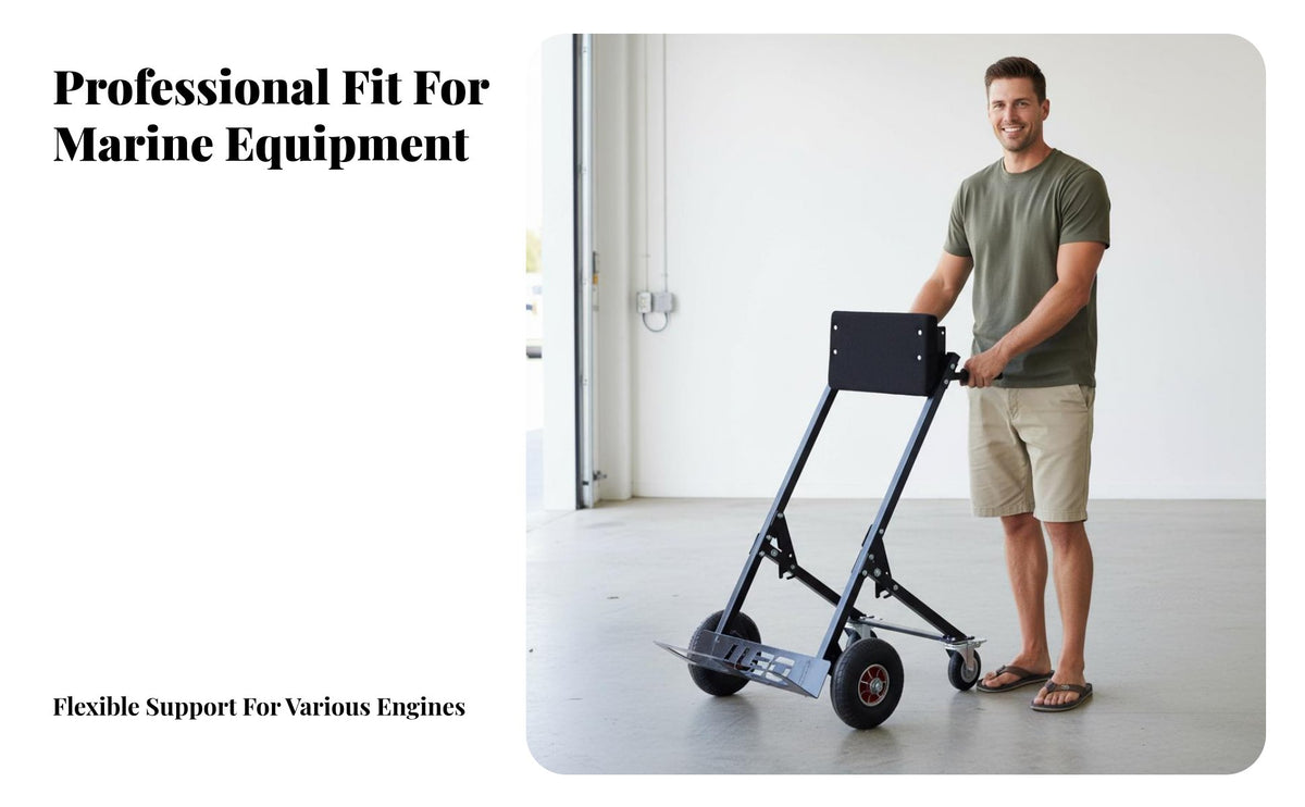 Wear-Resistant Wheels Outboard Engine Trolley Heavy Duty Outboard Engine Carrier Cart Rust Proof Boat Engine Transport Dolly Ergonomic Handle for Fishermen, Marine Mechanics, Marina Personnel, Garage, Workshop, Dockside, Dock