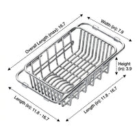 Expandable Dish Rack and Kitchen Sink Drainer with Utensil Holder, Stainless Steel Sink Organizer, Over the Sink Drainer for Kitchen Counter