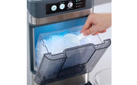 Countertop Ice Unit Stainless Steel Granular Ice Unit Transparent Door Water Reservoir for Kitchen, Commercial Drink Service