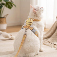 Adjustable Cat Harness and Leash Set, Vest Harness for Small Cats, Adjustable Harness Leash for Outdoor Walking, Mustard Yellow or Sky Blue