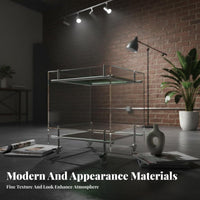 Transparent Design 2-Tier Rolling Trolley Movable with Wheels 2-Tier Rolling Trolley Multi-Functional Bedside Cabinet Multifunctional for Apartment Dwellers, Office Workers, Bedroom, Living Room, Small Areas, Kitchen