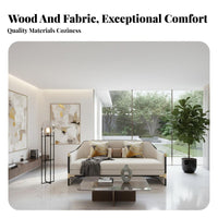 Modern Oriental Design Upholstered Wooden Frame Sofa Set Light Luxury Aesthetic Living Room Furniture Minimalist aesthetic Couch Collection Padded Cushions for Homeowners, Families, Interior Designers, Villa, Lounge Area, Hotel Lobby, Reception Hall