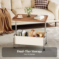 Minimalist Design 2-Tier Trolley Table Mobile Design 2-Tier Rolling Organizer 360° Rotating Wheels Storage Cart Spacious Tabletop for Apartment Dwellers, Homeowners, Away Ice Workers, Living Room, Bedroom, Small Areas, Kitchen
