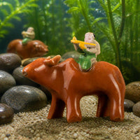 Aquarium Mountain Ornament with Suction Stone and Animal Figurines for Fish Tank Landscaping
