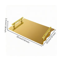 Mirror-Polished Serving Tray with Handles Decorative Stainless Steel Serving Tray Silver Platter Modern for Vanity