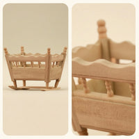 Dollhouse Cradle Unpainted Wooden Doll Cradle Model Unfinished Miniature Rocking Bed for Collectors, Hobbyists, Craft Displays, Dioramas