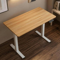 Height-Adjustable Desk White Frame Electric Standing Desk Wide Flat Feet