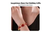Red Agate Hare Bracelet Adjustable Size Double Layer Jade Bunny Bracelet Handmade Beaded Wristband for Women, Maternal Appreciation Day