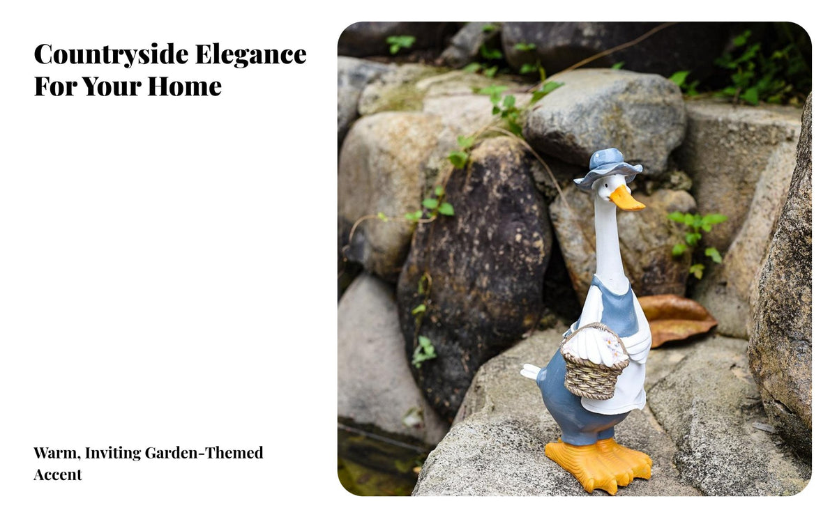 Cute Design Duck Statue Detailed Craftsmanship Resin Duck Figurine Rustic Charm for Gardeners, Balcony, Garden, Pondside