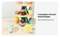 Role-Playing Fun 3-Tier Dessert Stand Toy Inspires Creativity Toy Dessert Structure Child-Safe Materials Play Cake and Cupcake Stand Polished Rounded Edges for Children, Toddlers, Birthday Party, Playhouse, Playroom