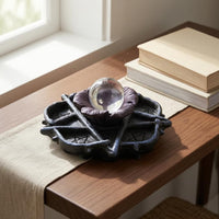Handmade Resin Crystal Ball Base Textured Engraved Star Display Stand Raised Supports Crystal Ball Stand Dark Finish