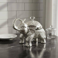 Elephant Shaped Condiment Jar Elegant Design Decorative Silver Seasoning Jar European Elephant Sugar Bowl Accompanied by a Spoon for Kitchen