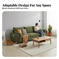 Minimalist Wooden Frame Sofa Removable and cleanable Cover Couch Nordic Aesthetic Living Room Seating for Pet Owners, Renters, Apartment, Lounge Area
