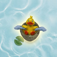 Duck in Boat Cartoon Decor Display Piece for Pond, Patio