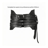 Layered Strap Medieval Waist Belt Leather-Like Knight Costume Belt Buckle Closure
