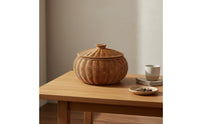Decorative Imitation Rattan Pumpkin Basket Rustic Charm Woven Storage Basket with Lid Handwoven for Living Room, Coffee Table, Kitchen