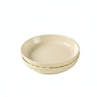 Creamy Aesthetic Ceramic Dinner Plate Sleek Glaze Cream Design Tableware High Temperature Fired Round Serving Plate for Household