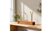 Display Stand with Metal Posts Tabletop Wooden Display Stand Holder Decorative Minimalist for Collectors, Shelf, Desk