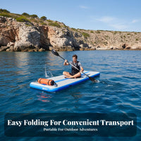 Foldable Inflatable Fishing Platform High Buoyancy Inflatable Floating Dock Heavy-Duty PVC Material Drop-Stitch Floating Platform Anti-Slip Surface for Anglers, Boaters, Boating, Lake, Swimming