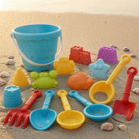 15 Pieces Brightly Colored Sand and Water Toy Set Molded Shapes Beach Sand Toy Set Sieve Sandcastle Building Kit Creative Play for Children, Sandbox