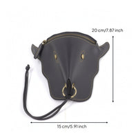 Bull Shaped Head Waist Bag Versatile PU Leather Belt Pouch Retro Design Fanny Pack for Casual Outings