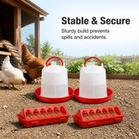12-Piece Poultry Feeder and Waterer Set with Flip-Top Design for Chickens, Ducks, and Geese
