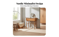 Makeup Table with Round Mirror sturdy Wood Vanity Desk Modern Design space-saving for Women