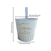Drainage Hole Hanging Planter Container Distressed Finish Metal Hanging Planter Vertical Striped Plant Hanger for Balcony
