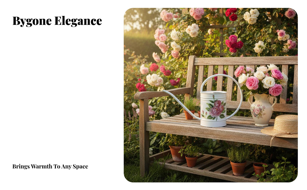 Hand-Painted Floral Watering Can Rust-Resistant Long Spout Watering Pot Vintage Design Garden Sprinkler Leak-Resistant