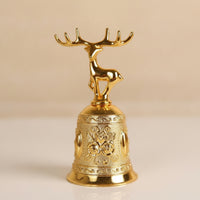 Ornate Deer-Shaped Hand Bell Decorative Bell with Deer Topper Portable Sturdy for Reception Desk, Dining Table, Restaurant