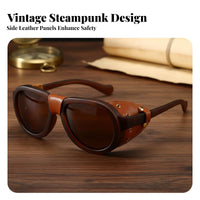 Retro Edgy Sunglasses Windproof Retro Polarized Sunglasses Protection Steam Edgy Goggles for Men, Fashion Enthusiasts, Riding, Biking, Motor Biking