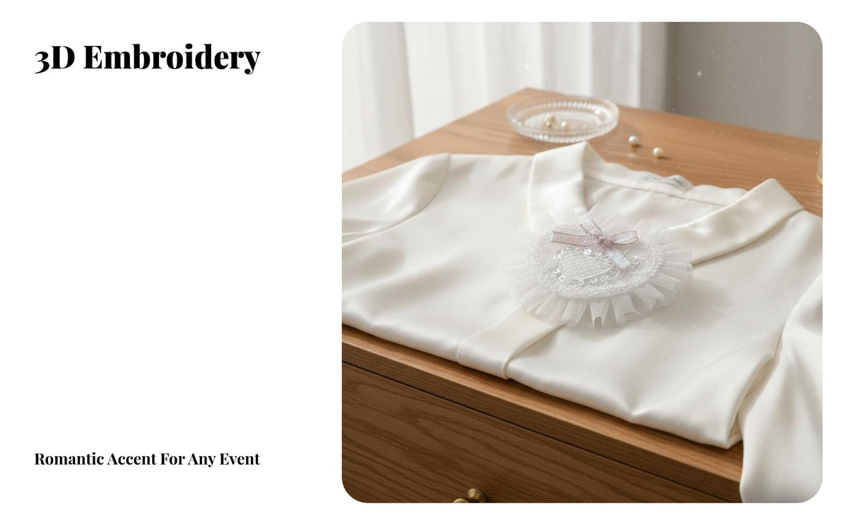 Three-Dimensional Floral Brooch Korean Design DIY Sew-on Applique Cute Design Heart Shape Lace Embellishment for Seamstresses, Designers