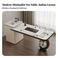 Easy to Clean Italian Design Tea Table and Chair Set Heat Resistant Modern Sintered Stone Tea Table Long-Lasting Structure Home Furniture Ergonomic Design for Homeowners, Families, Adults, Study Room, Reception Area, Apartment, Spacious-Plan Living