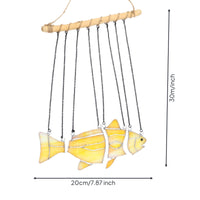 Fish Wind Chime Mosaic Stained Glass Wind Chime Coastal Hanging Ornament for Porch