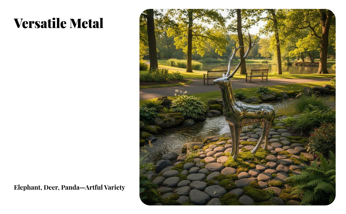 Hollow Animal Sculpture Rust Resistant Stainless Steel Statue Sturdy Metal Construction Modern Landmark Sculpture for Public Square, Park