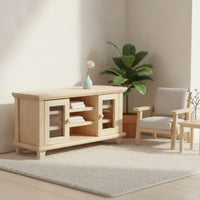 TV Cabinet with Door Unfinished Miniature TV Cabinet Wooden Furniture for Hobbyists