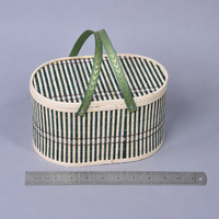 Bamboo Basket Storage Box, With Lid, Oval, Hand-woven, Basket Storage, Living Room, Before Guests Arrive