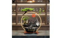 Creates Peaceful Atmosphere Circulating Water Wheel Decor Relaxing Ambiance Feng Shui Water Feature Meditation Aid Feng Shui Waterfall for Business Owners, Living Room, Office, Reception Desk