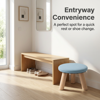 Pouffe Stool Change Shoe Footrest, Wooden Legs Living Room Bedroom, Living Room Bedroom Washable Cover, Footstool Solid Wood