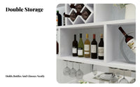 Modern Aesthetic Floating Bar with Glass Hanger Space-Saving Design Wine Cabinet Sturdy Construction Bottle Display Heavy-Duty for Homeowners, Entertainers, Adults, Dining Room, Restaurant, Kitchen, Man Cave