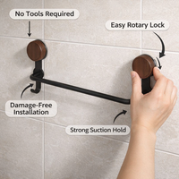 Towel Bar for Washroom and Wet Room with No-Drill Suction Cup Installation, Single Bar Wall Mounted Rack for Bathroom 50cm