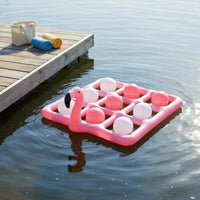 Summer Fun Inflatable Flamingo X and O Toe Game Floating X and O Toe Board Flamingo Pool Toss Game for Beach
