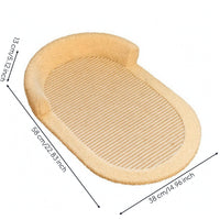 Cat Scratcher Sofa Bed Woven Beige Cat Scratcher Bed Soft Textured Pet Resting Station for Home