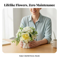 Realistic Look Potted Artificial Flowers Low Maintenance Artificial Flower Vase Arrangement Nordic Design Fake Flower Centerpiece Great Gift Idea for Decorators, Homeowners, Office Workers, Home Decor, Living Room, Coffee Table, Bookshelf