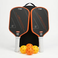 2 Pieces Pickleball Paddle Set with Bag and Balls Carbon Fiber for Practice