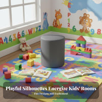 Foliage-Shaped Ottoman Colorful Varieties Playroom Furnishing Water-Resistant Upholstery for Young Children, Parents