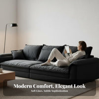 Deep-Seat Straight Sofa Nordic design Living Room Seating Cream Aesthetic Couch for Apartment Dwellers, Homeowners, Lounge Area